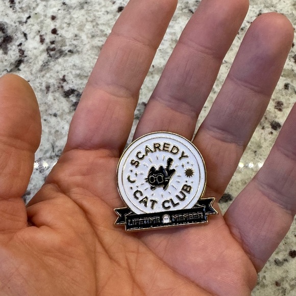 3/$15 Scaredy Cat Club Lifetime Member Enamel Brooch - Picture 4 of 6